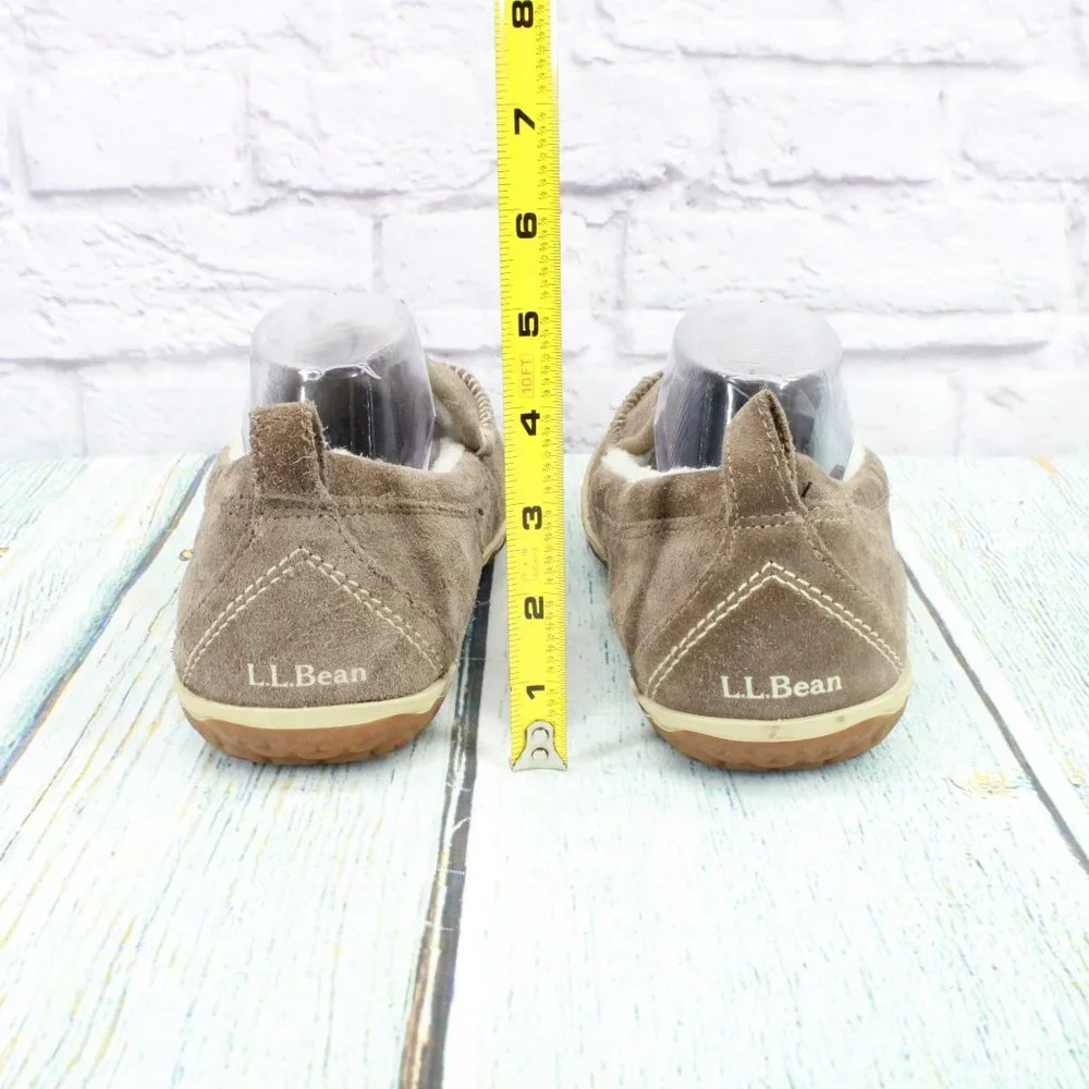 LL Bean Gray Suede Fleece Lined Mountain Moccasins Slipper Size 11 Medium - Picture 6 of 9
